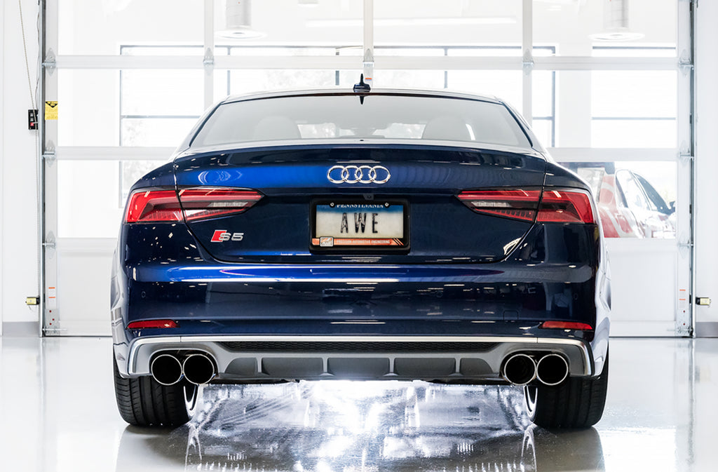 AWE Tuning Touring Edition Exhaust for Audi B9 S5 Coupe - Chrome Silver 102mm Tips (3015-42088)